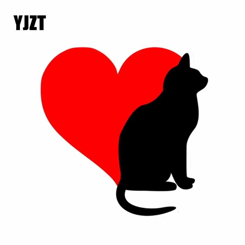 

YJZT 13.8*13.8CM Love Heart Cats Bumper Sticker PVC High Quality Material Car Sticker Decal C1-4132