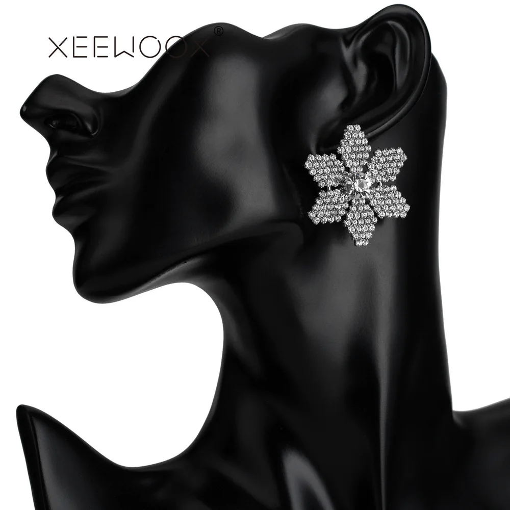 XEEWOOX 2019 новые женские хрустальные снежные хлопья Эффектные серьги-гвоздики для