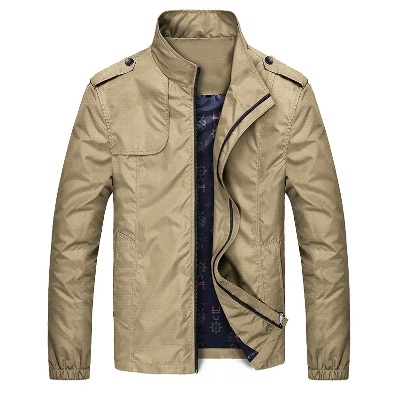 Мужская повседневная куртка бомбер однотонная Осенняя новая мужская пилот на