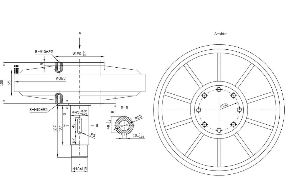 PMG320 0.5kw 56VDC 200R Вертикальная ось ветряная турбина диск без сердечника низких