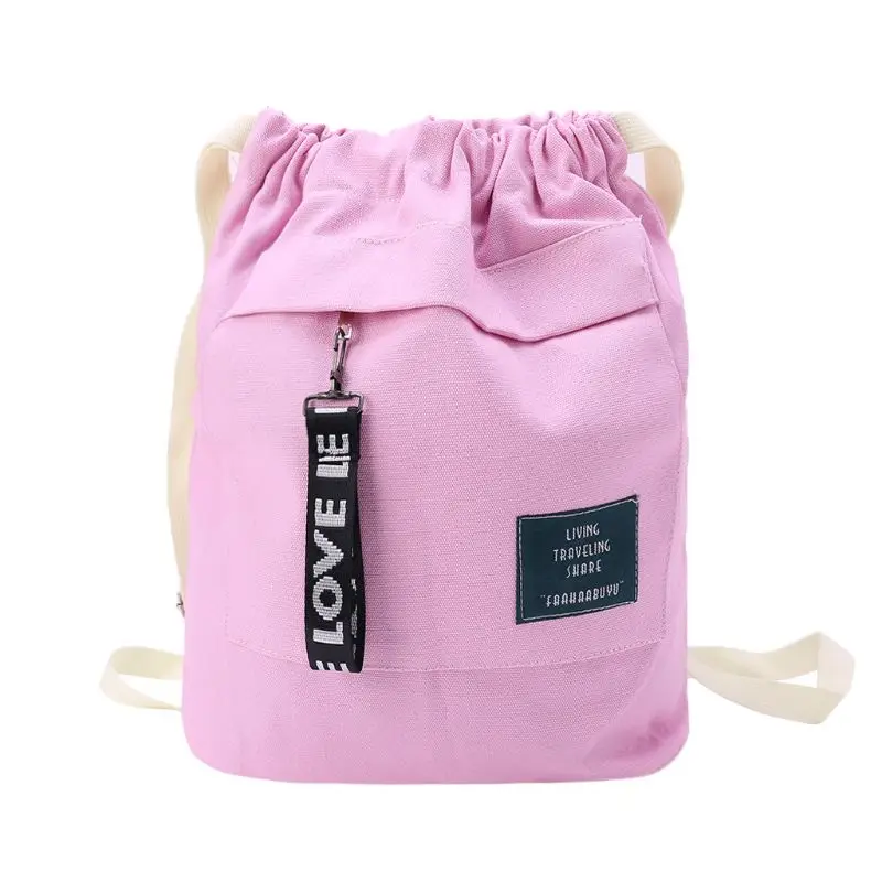 Розовый Портативный Модный холщовый рюкзак на шнурке, сумка, Cinch Sack casual String Sackpack, рюкзаки - Цвет: Розовый