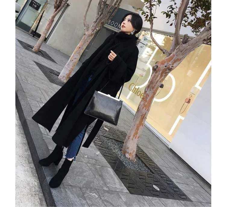 winter woman coats winter new wool woolen coat long cashmere solid color straight large size woolen coat