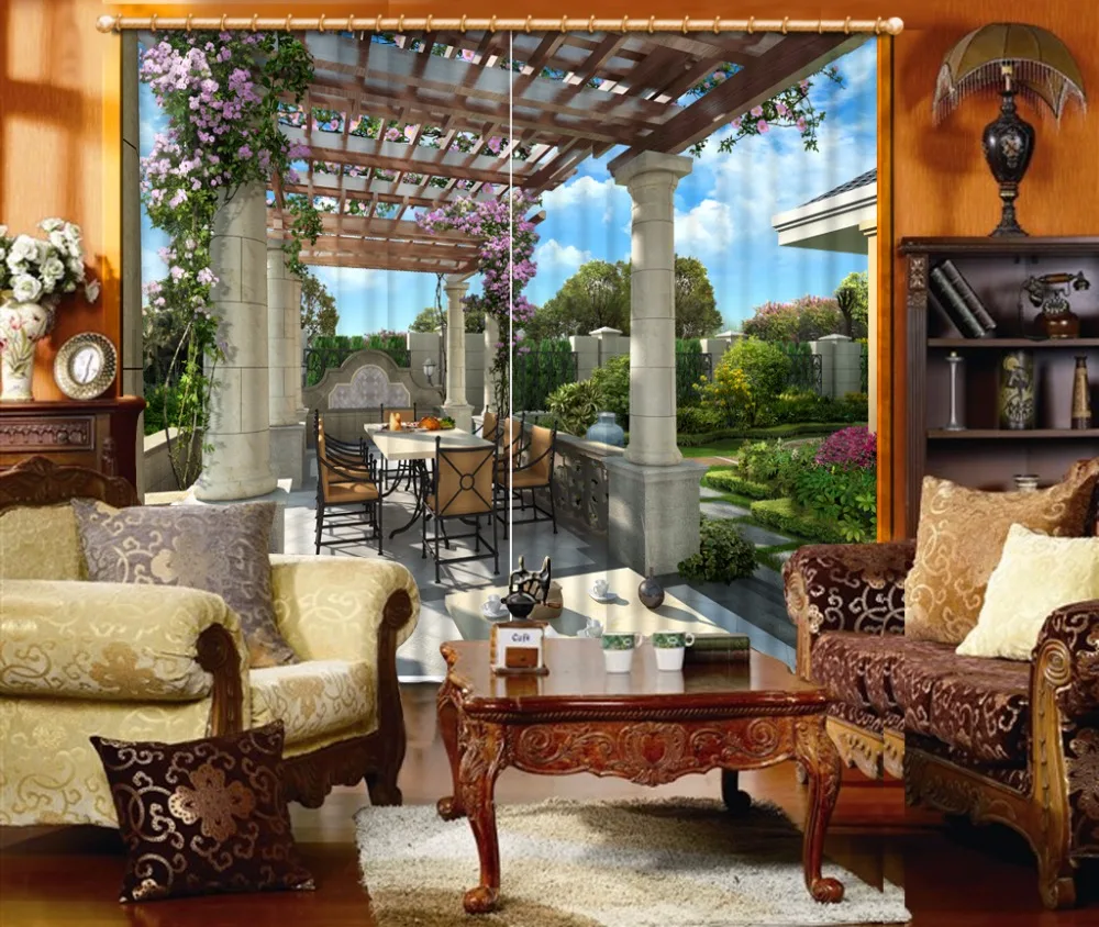

3D Curtain Customize Size Tables Pavilion Bed Living Room Office Hotel Cortinas 3D Window Curtain Decorative Door Curtain