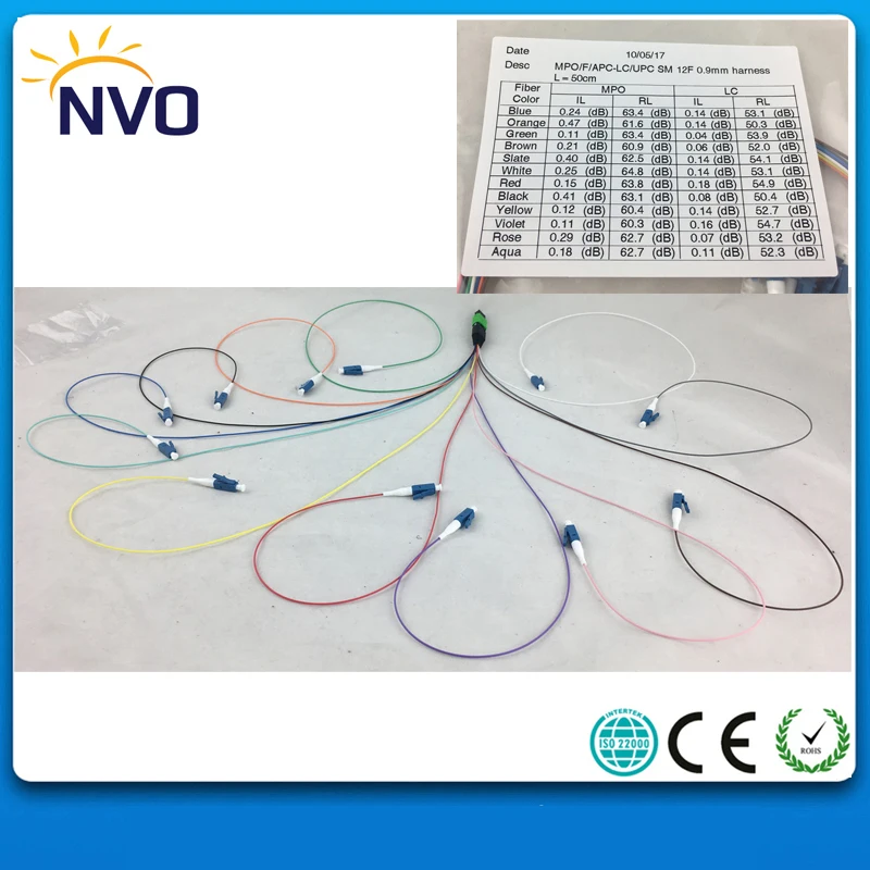 2 шт./лот MPO Female to 12 ядер жгут LC/UPC Волоконно оптический вентилятор из свиного