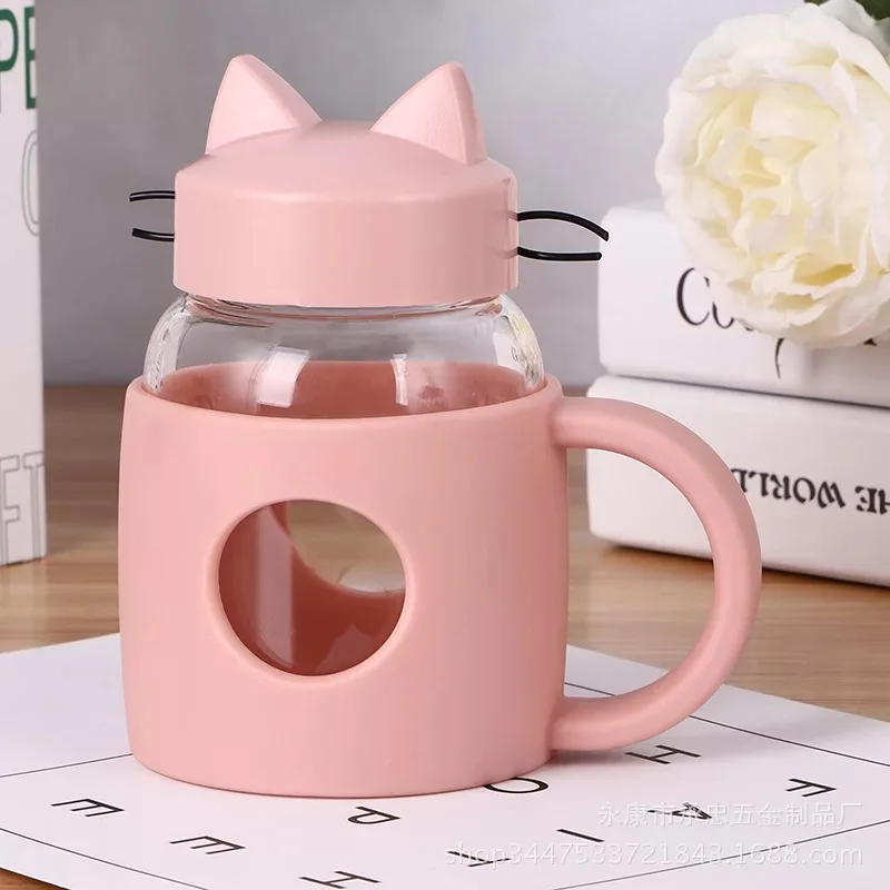 280 мл стеклянная бутылка для воды милая кошка герметичная с крышкой портативная