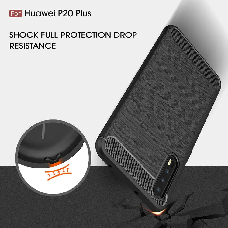 TobeThird For Huawei P20 Plus Case Carbon Fiber Texture Brushed TPU Gel Phone Cover for Pro / 6.1 inch | Мобильные телефоны и