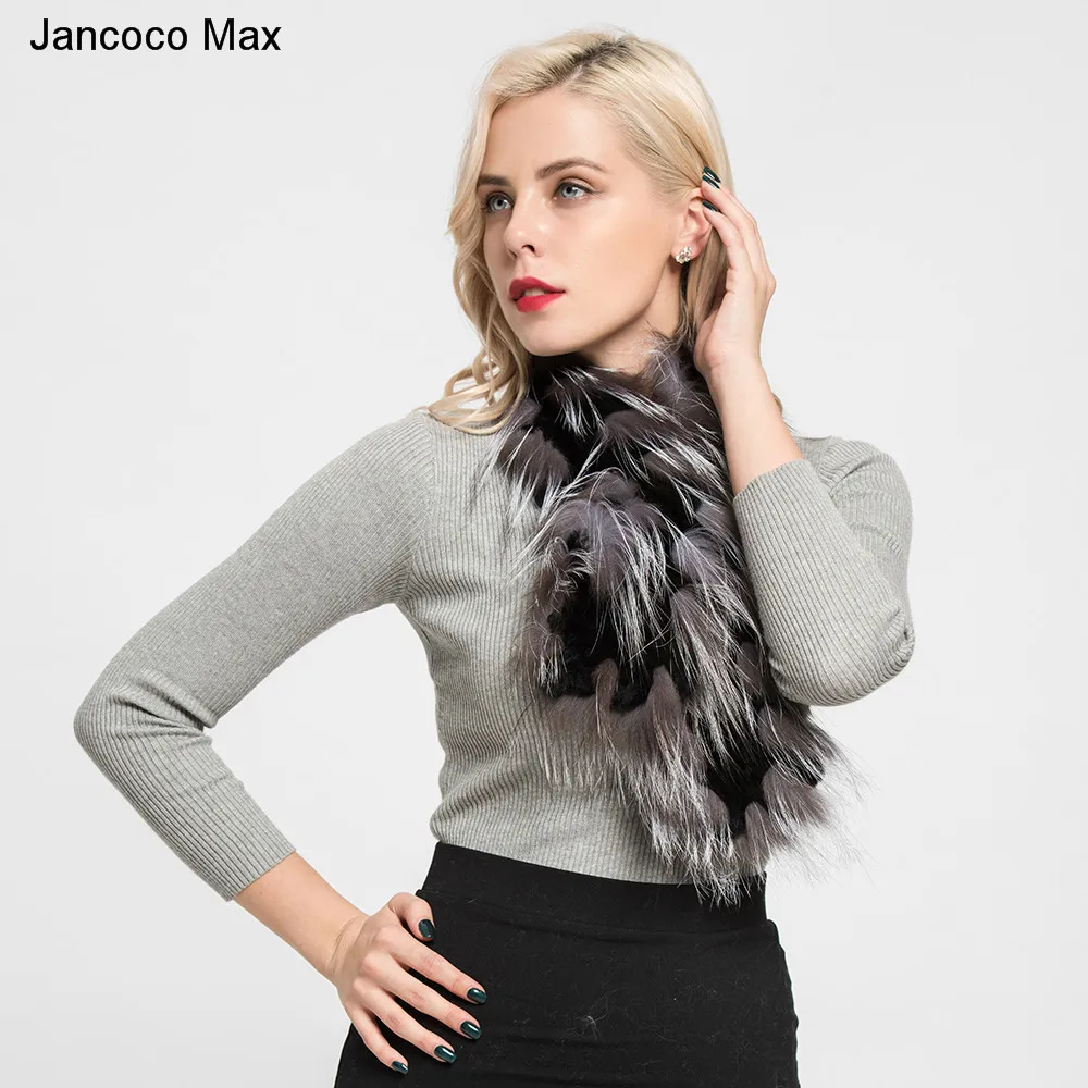Jancoco Max новое поступление настоящий мех кролика и настоящий Лисий мех шарф женские модные стильные шали Осень Зима Глушитель S7179