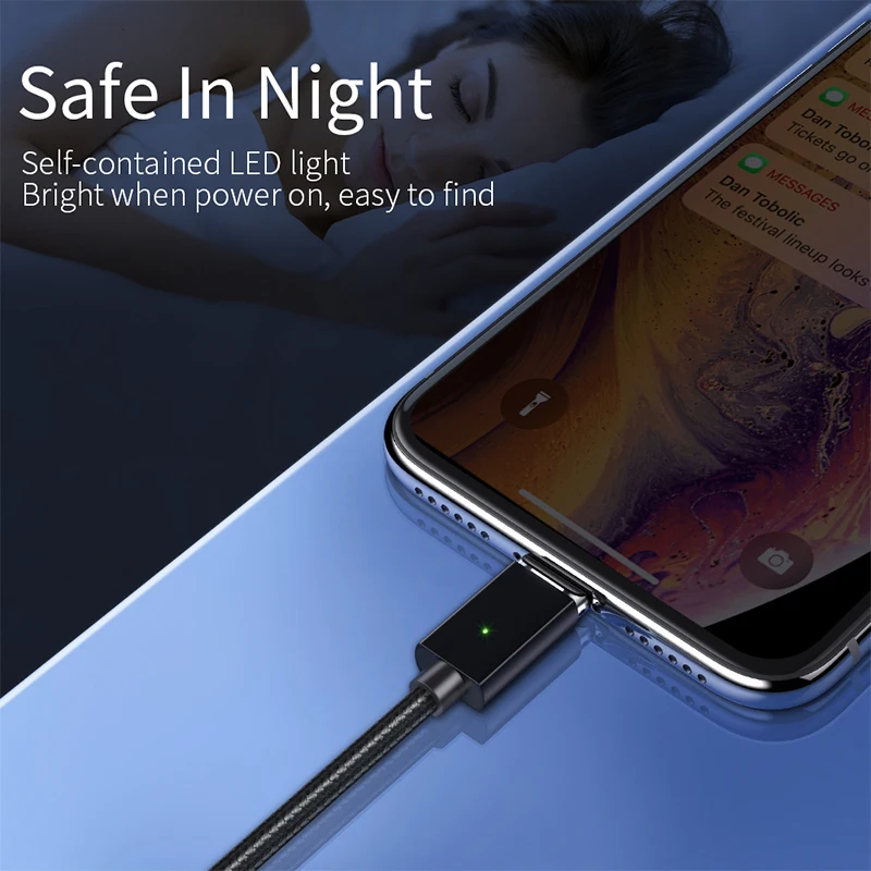 Кабель Essager для быстрой зарядки USB Type A C/Micro USB/Lightning 3A магнитный в нейлоновой