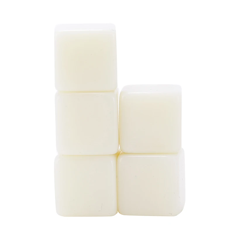 

White Acrylic Six Sided Table Gaming Dice 5Pcs D6 Dice 12mm Die Blank For Role Playing Toys