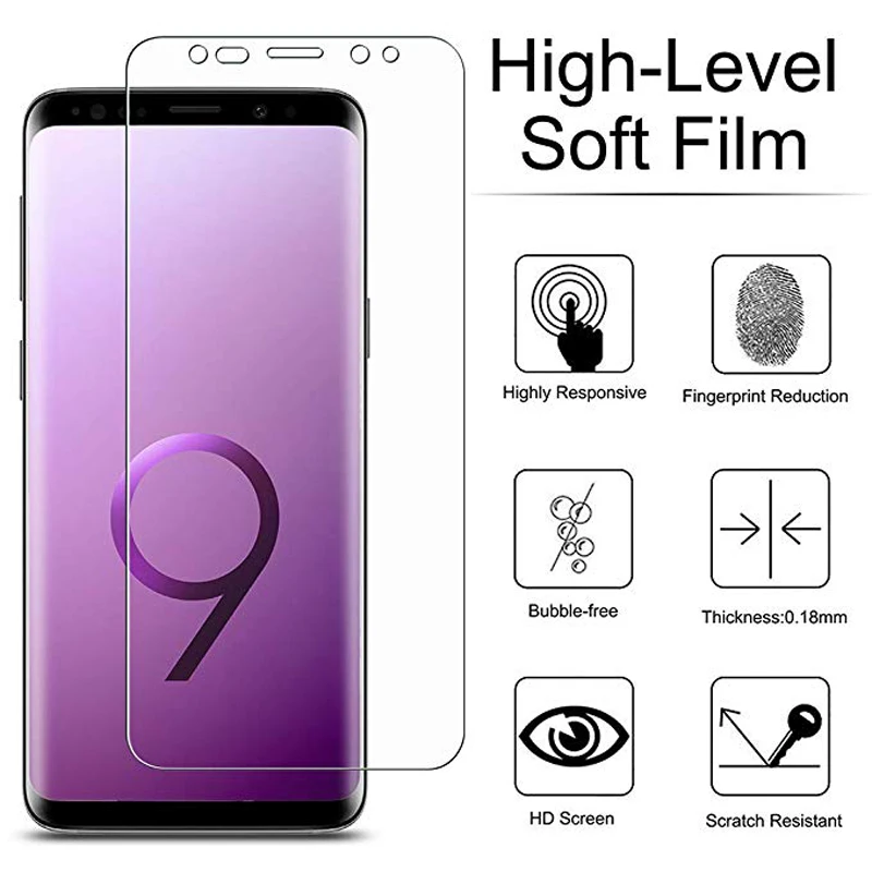 Полное покрытие экрана протектор изогнутая мягкая защитная пленка для Samsung Galaxy S9