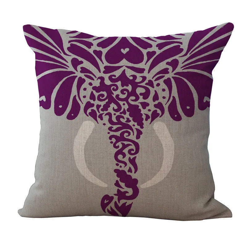 Цветная индийская наволочка с изображением слона из хлопка и льна для стула