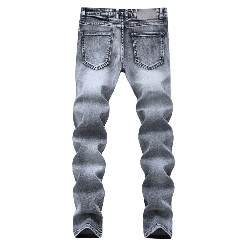 2021 мужские джинсы классические винтажные серые облегающие прямые деним