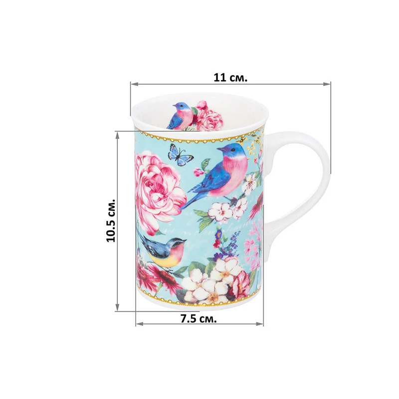 Кружка 300 мл 11*7 5*10 5 см &ampquotПтицы в цветах &ampquot NEW BONE CHINA |
