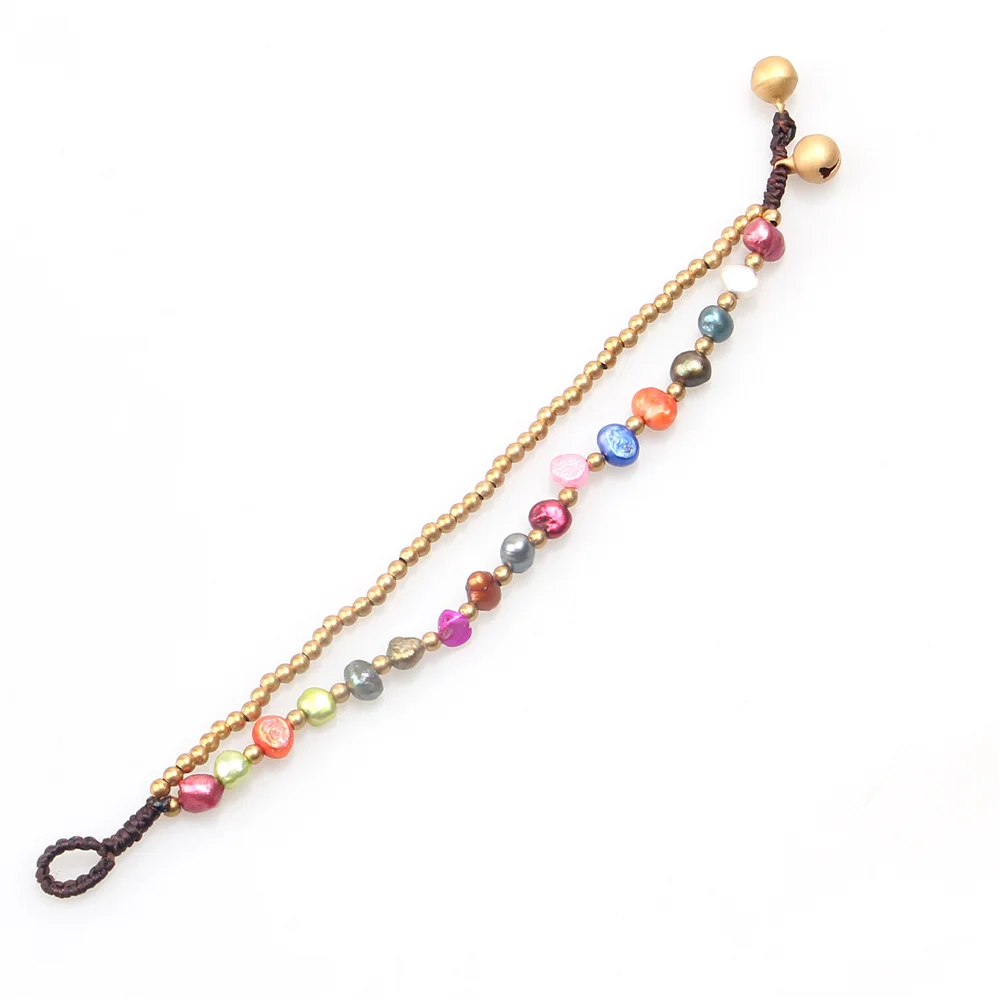 

Women's Natural Freshwater Pearl Chain Layers Bracelet For Women Ethnic Wax Rope 2018 Fashion Woman Bracelets
