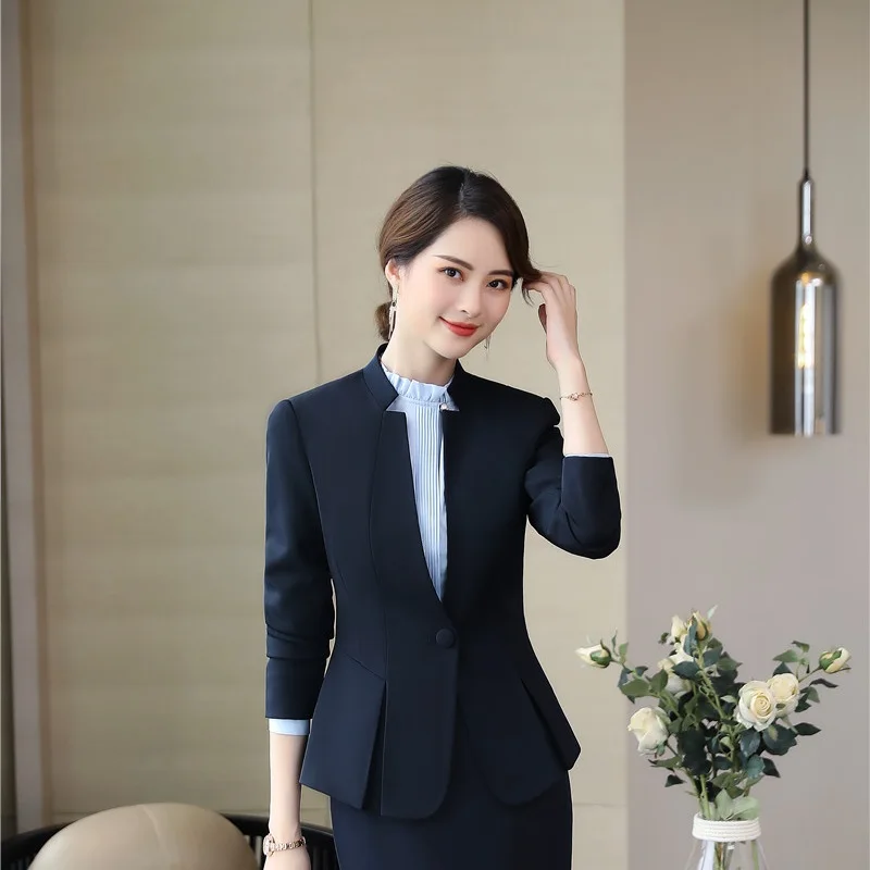 Длинный рукав Формальные OL стили блейзеры для бизнес-леди и куртки пальто дам
