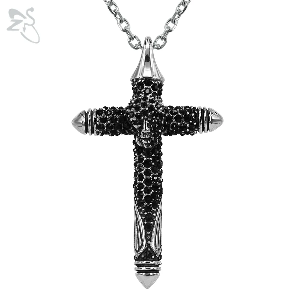

Skull Face Necklace Cross Design Pendants Stainless Steel Choker Male Colar High Quality Chain Tattoos For Mans Women's Bijoux