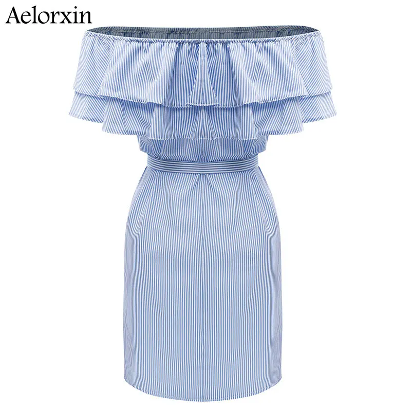 Aelorxin 2019 женское летнее платье с открытыми плечами и рюшами сексуальное мини в