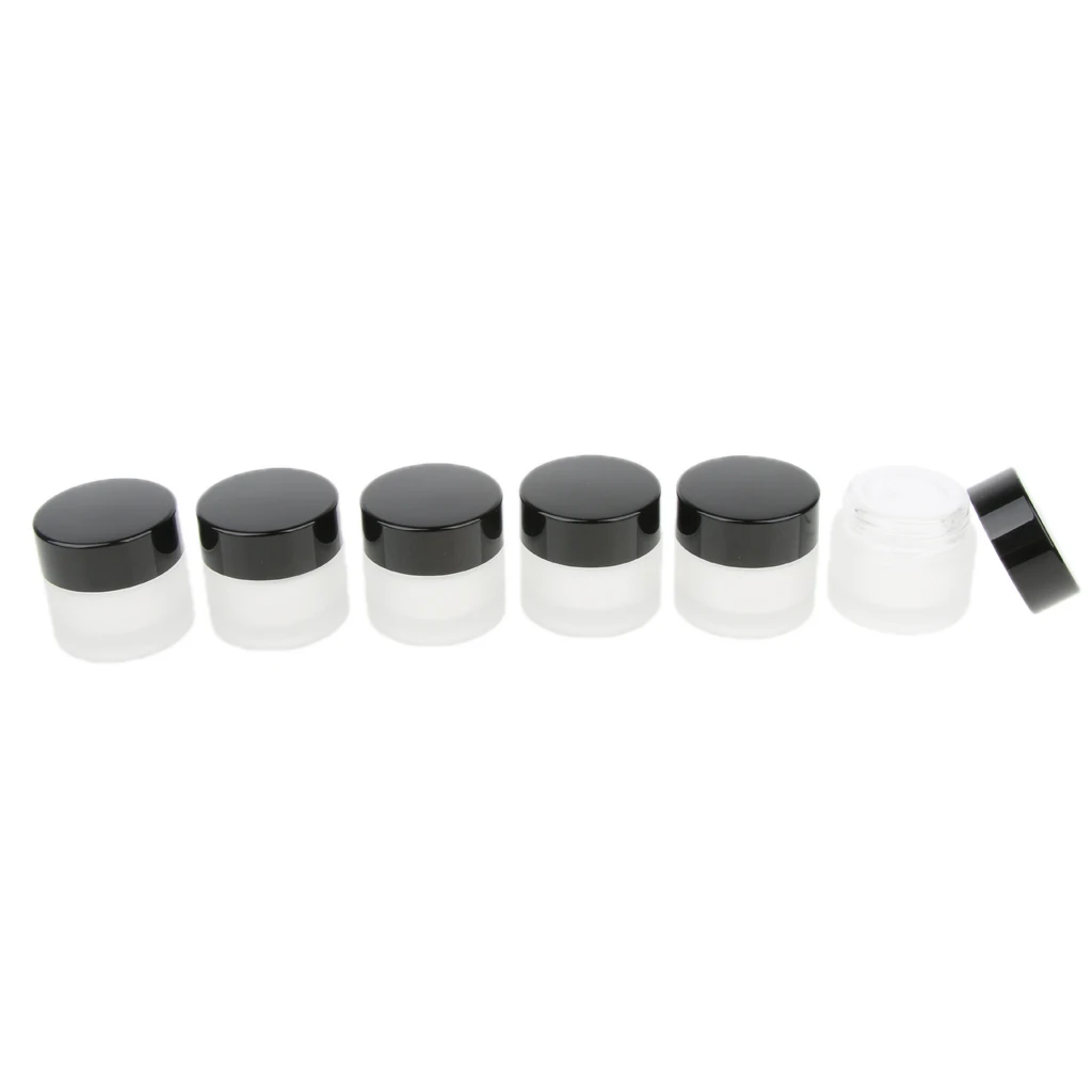 

6Pcs Glass Empty Cosmetic Container Makeup Travel Bottle Round Pot Screw Cap for Makeup Eye Shadow Nails Powder Paint Jewelry