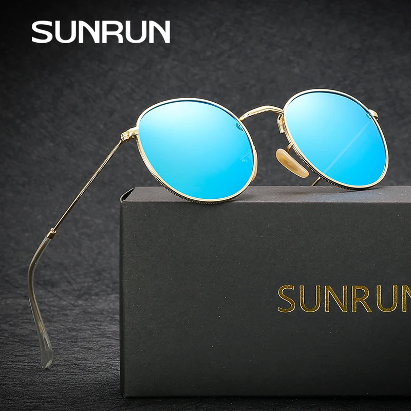 SUNRUN модные поляризационные солнцезащитные очки Круглый Стиль женские с