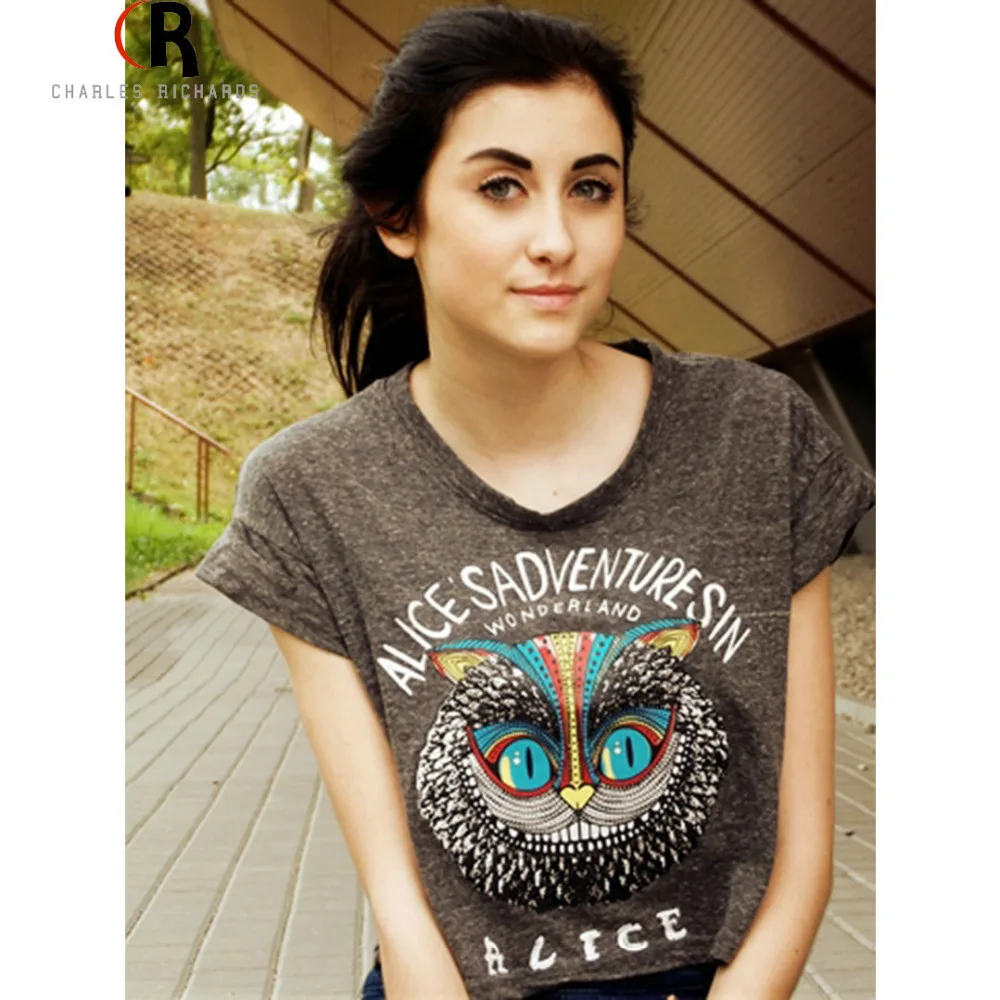 Новейший новый женский свободный серый кроп-топ с рисунком Совы приключениями