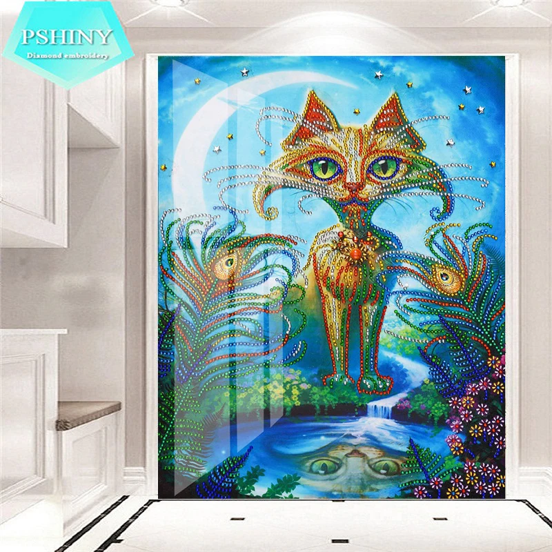PSHINY 5D DIY Алмазная вышивка продажа мультяшный кот животное специальная форма