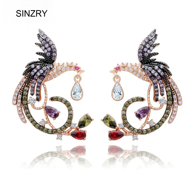 Женские серьги-гвоздики с фианитом SINZRY эффектные элегантные серьги прозрачным