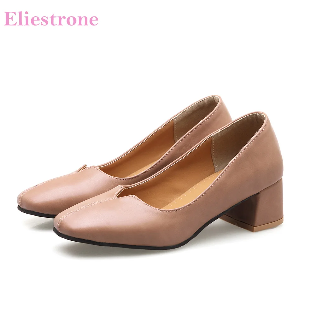 

Brand New Black Beige Women Casual Pumps Comfortable Brown Classic Low Heels Lady Dress Shoes AH581 Plus Big Small Size 10 32 46