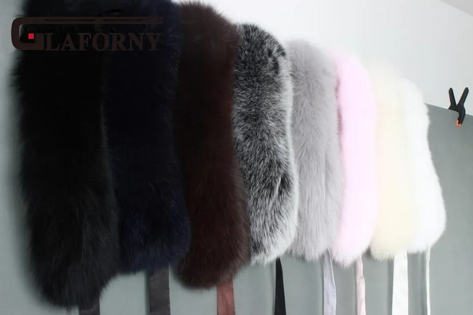 Glaforny корейские женские воротники из лисьего меха с лентой из натурального меха енота шарфы глушители украшение пальто очаровательный воротник для девочки