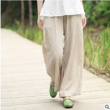 

In the summer of 2016 product release, the original design loose linen cotton casual women's wide leg pants big yards