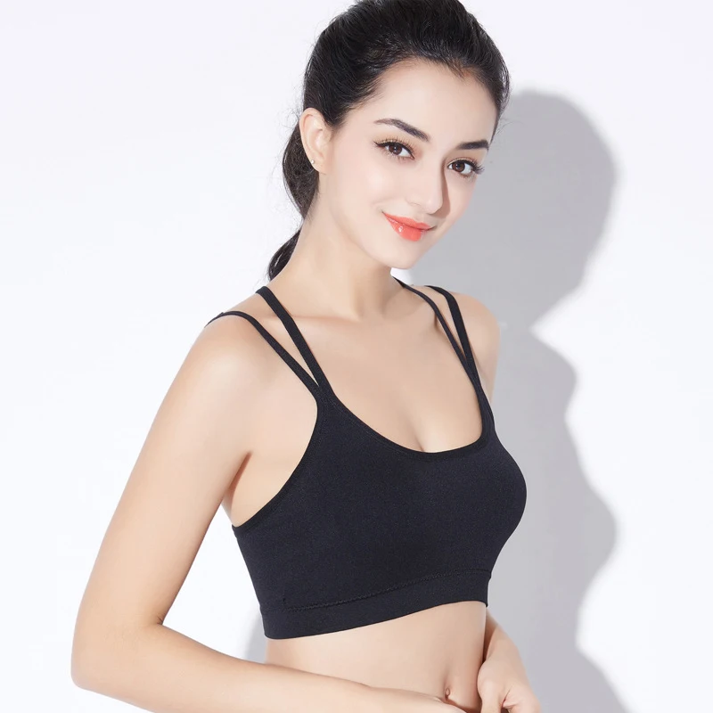 Women Tank Backless Sports Bras Running Crop Push Up Fitness Top Lace Strap Gym Tops Sport Vest Padded Yoga | Спорт и развлечения