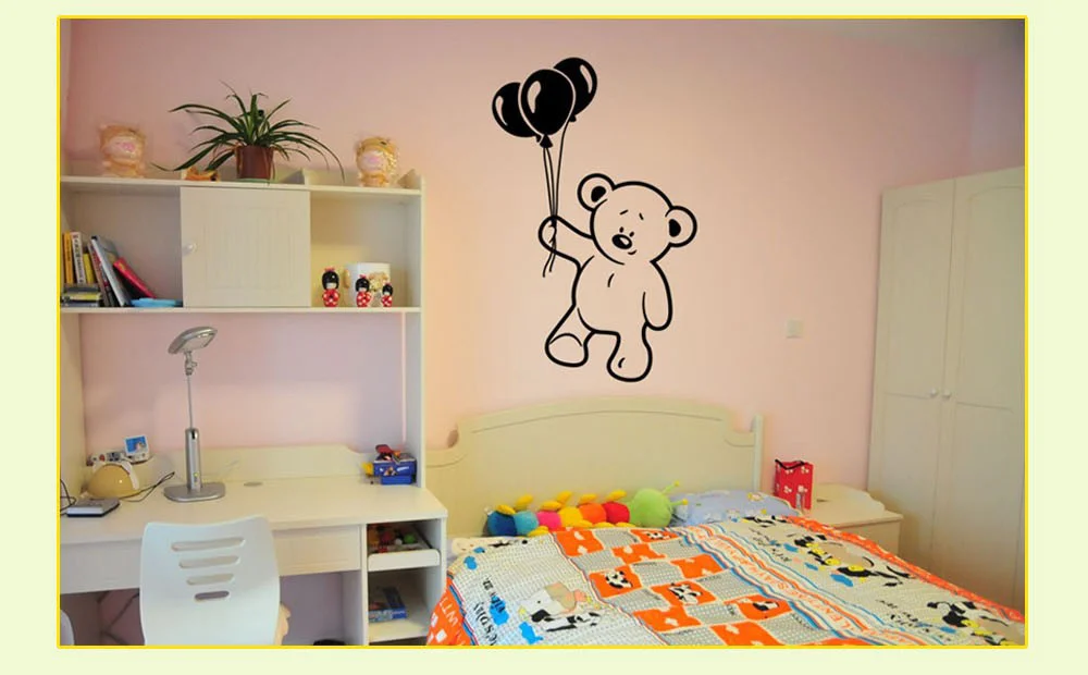 Детские наклейки на стену с изображением медведя и воздушного шара | Дом сад