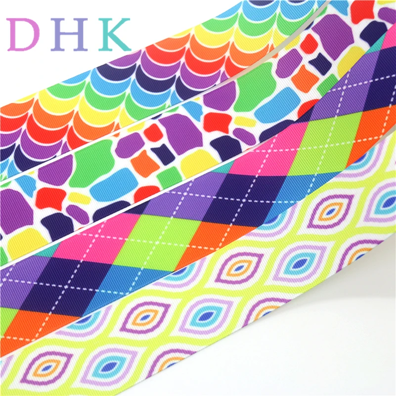 DHK 1,5 ''10 ярдов цвета печатным рисунком Grosgrain ленточный аксессуар Hairbow Головные уборы украшения «сделай сам» оптом OEM 38 мм B1797