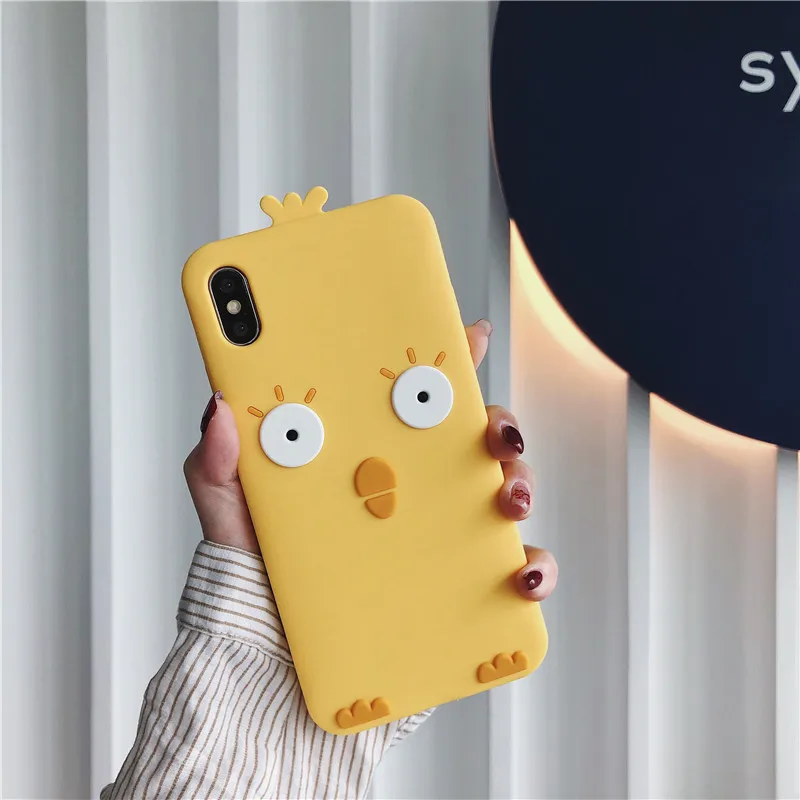 Горячие милые 3D мультфильм желтый цыпленок телефонные чехлы для iPhone X XR XS MAX