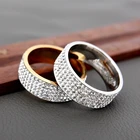 Женские обручальные кольца H:HYDE, обручальные кольца с прозрачными кристаллами, 5 рядов, стразы из нержавеющей стали, ювелирные изделия для подростков