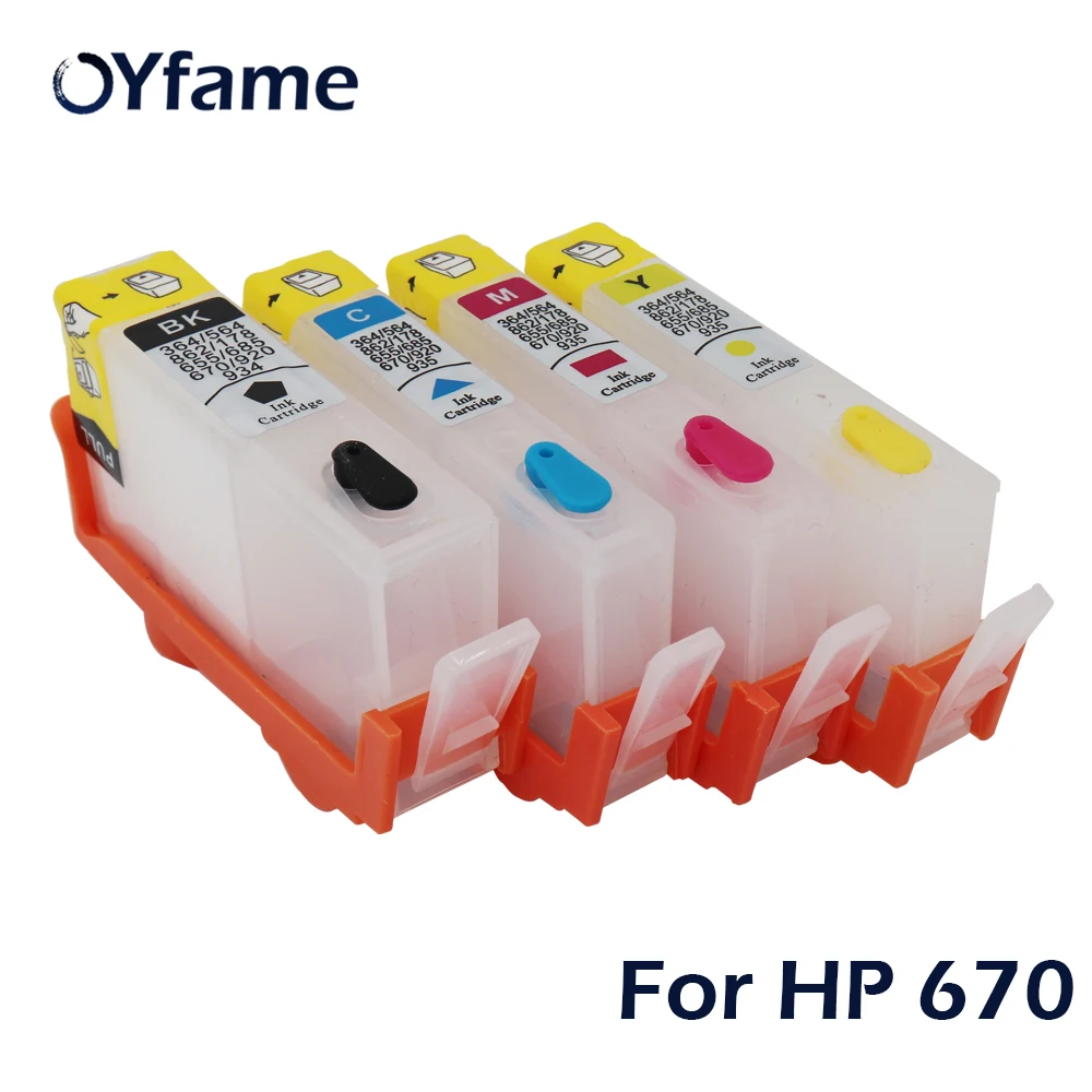 

OYfame For HP 670XL For HP670 670XL reill ink Cartridge 4 Color With ARC Chip For HP deskjet 3525 4615 4625 5525 6525 Printer