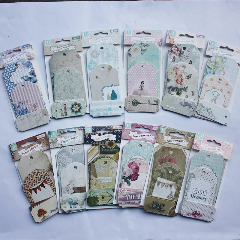 12 шт./компл. винтажные этикетки ретро для одежды бумажные высечки скрапбукинга