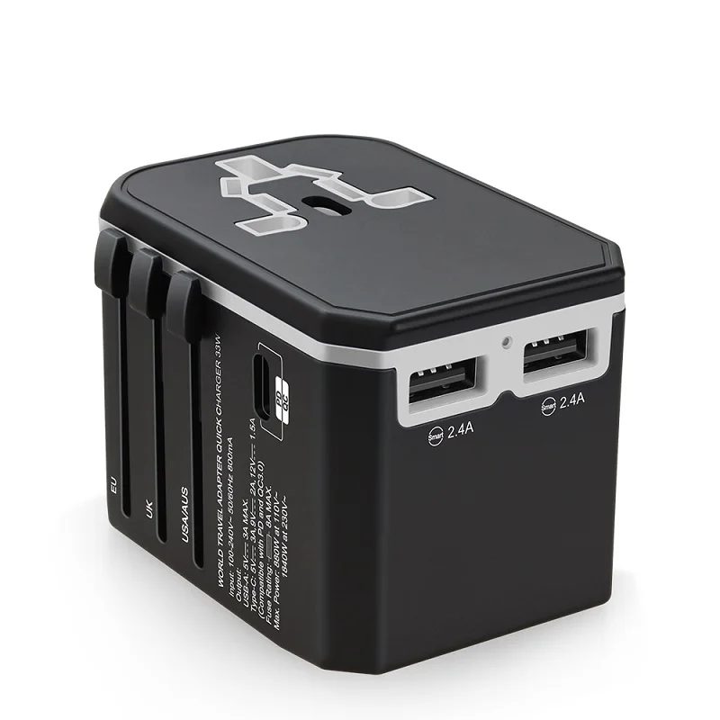 Универсальный Мощность адаптер все в одном World Travel Тип usb C QC 3,0 33 W PD Подключите адаптер Комплект - Цвет: Silver