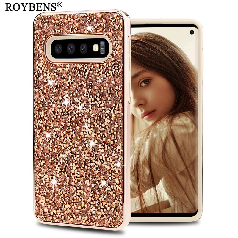 Роскошный Блеск Rhinestone Футляр для samsung Galaxy S10 плюс S10e + Heavy Duty противоударный Назад