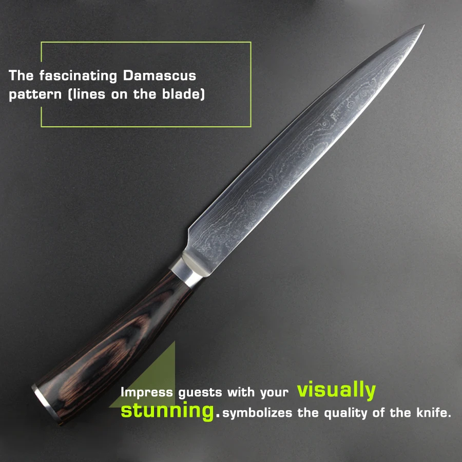 Нож Мясницкий из дамасской стали кухонные японские резные лезвия для мяса