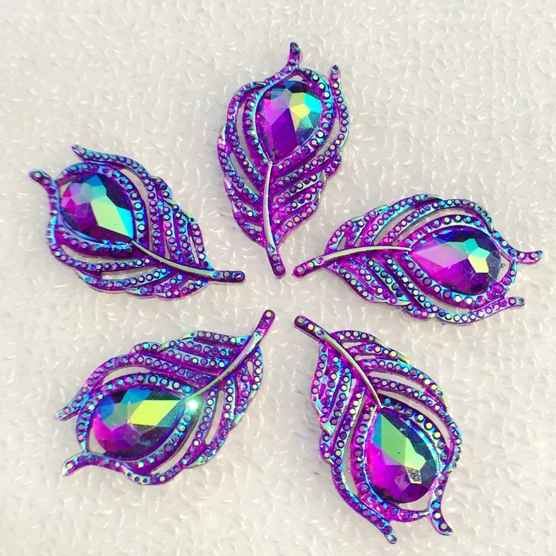B077 Шикарные 20 шт 20*38 мм милые AB лист и Феникс вниз rhinestononeflatback Кнопка кабошон Аппликации/Свадебные украшения Ремесло - Цвет: B077