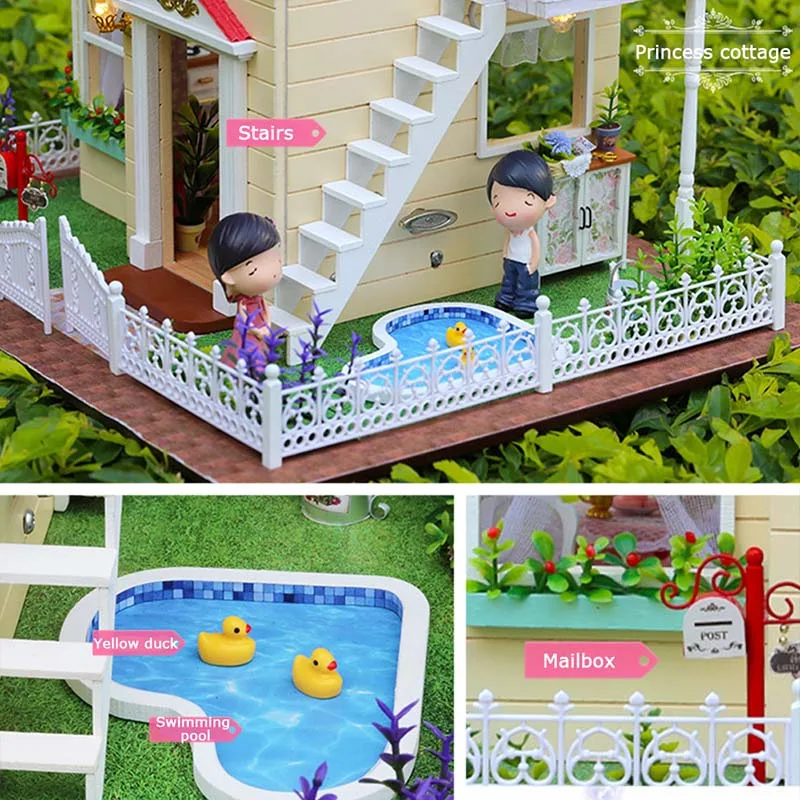 Маленький кукольный домик реалистичный 3D DIY деревянные кукольные домики сборка