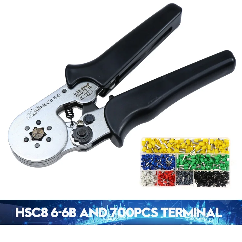 HSC8 6-6B 700tube Цветной обжимной инструмент hsc8 6-6-4 щипцы kablo kesici плоскогубцы обжимные инструменты плоскогубцы резак для проводов alicate crimpador alicates - Цвет: HSC8 6-6B 700tube