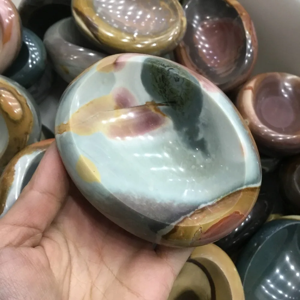 

Natural Ocean Jasper Ashtray Ornament Polychrome Stone for home decoration