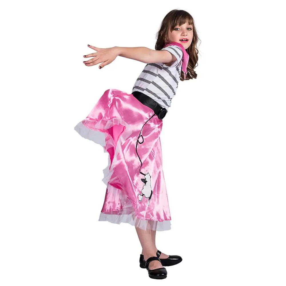 1950-х смазка костюм для девочек с рисунком пуделя женщин юбка шарфом Хэллоуин