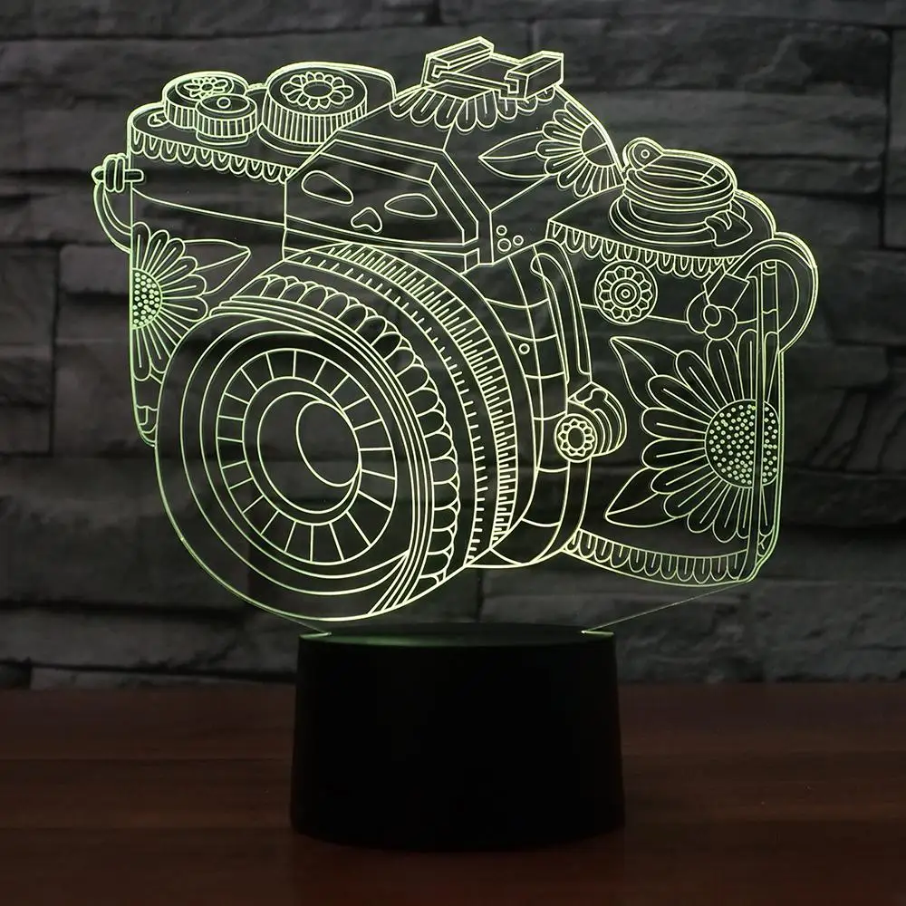 Новинка 3D лампа с камерой иллюзия светодиодная USB сенсорный RGB 7 цветов