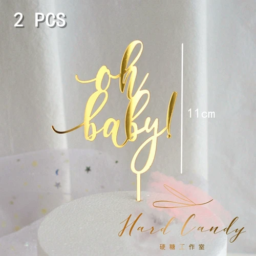 2 шт. золотые, розовые акриловые украшения для торта "One" "Oh Baby", вечерние украшения, десерт, милые подарки - Цвет: 10
