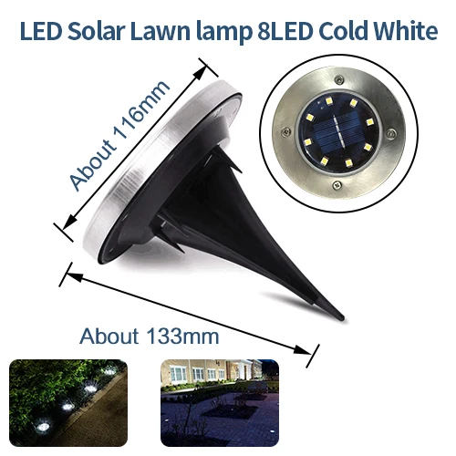 8LED Lawn lamp Солнечная лампа, уличный светодиодный светильник, настенный уличный сад, безопасность, PIR датчик движения, Солнечная лампа, водонепроницаемая, IP65, декоративная - Испускаемый цвет: 8LED Lawn lamp
