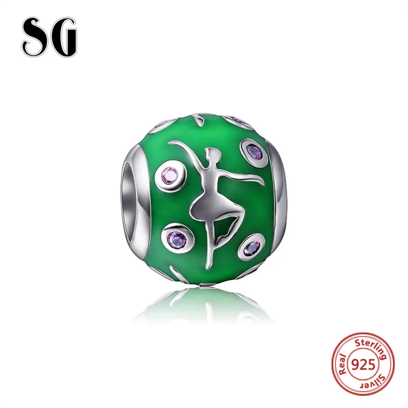Fit pandora браслет подвеска Подвески Серебро 925 античный семейный цвет Эмаль Девушка амулеты ангелы бусины ювелирные изделия для любви