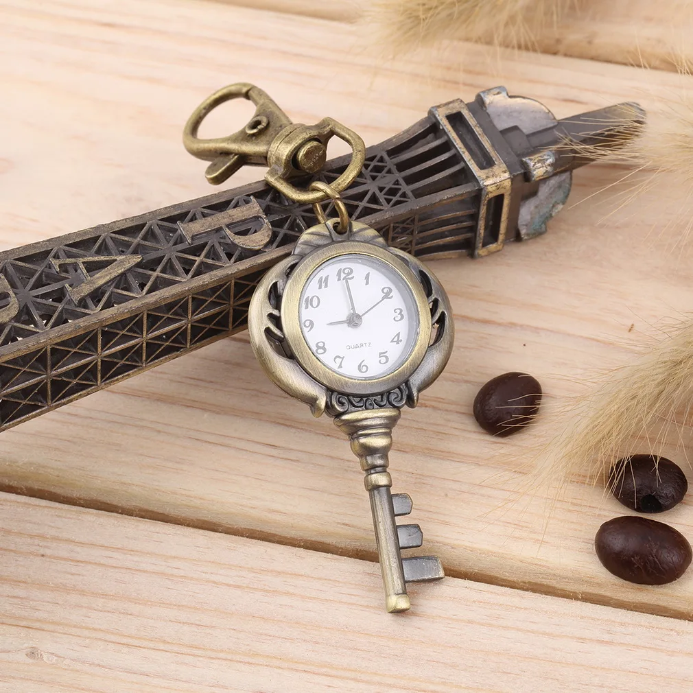 Vintage Antique Stainless Steel Quartz Pocket Watch Keychain Key Chain Unisex Gift | Наручные часы