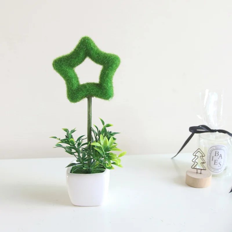 Искусственное растение мини Флокирование бонсай искусственная пятиконечная
